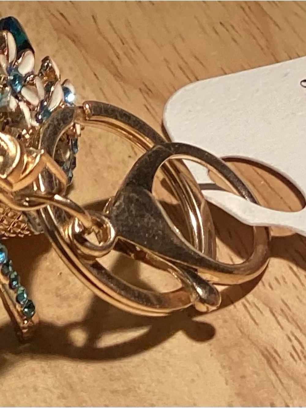 Glam Blue Rhinestone High Heel Key or Bag Charm with Flowers - Picture 4 of 5